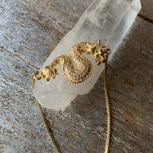 Dragon Slider Bracelet • Gold filled charm chain
